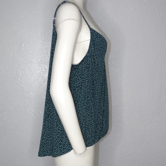 Molly Isadora Spaghetti Strap Wrap Front Top 1X Green Polk A Dot - Picture 2 of 5